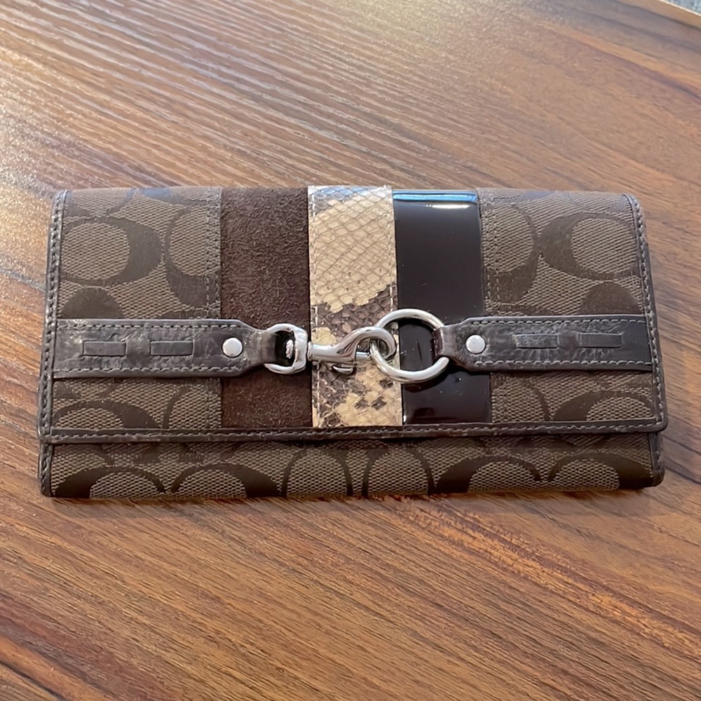 Coach Wallet - Brown with multi-fabric design